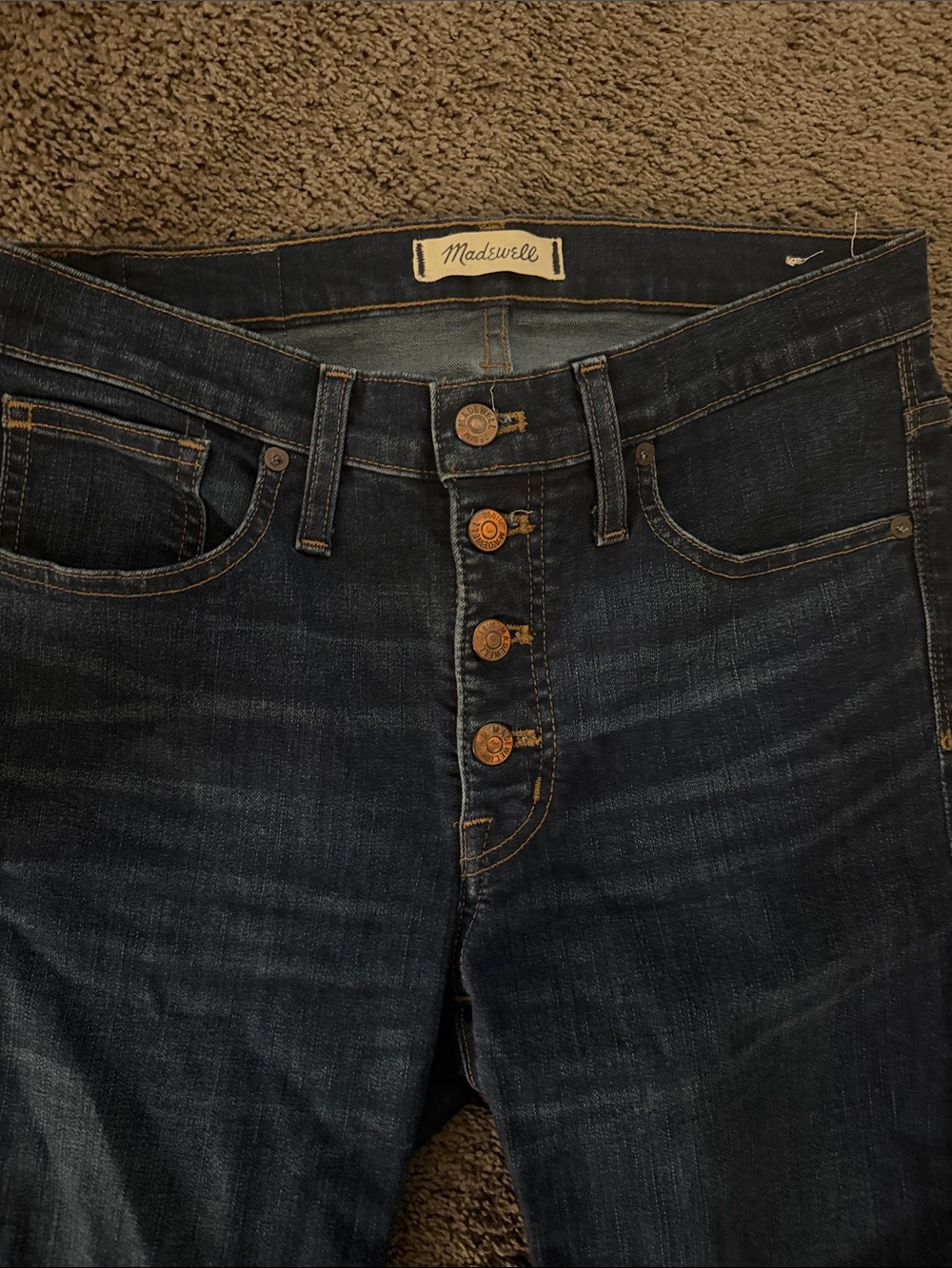 Madewell women's Dark Indigo 9” high rise skinny Jeans with Button Fly